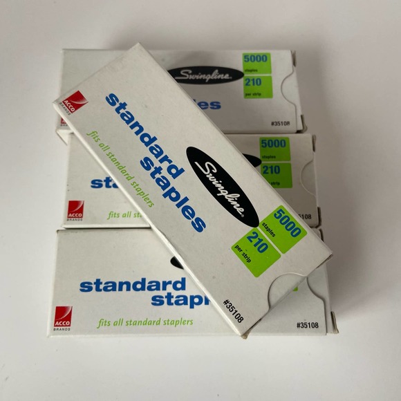 Swingline Standard Staples 4 Boxes #35108 New 5000 per box 210 per strip - Picture 3 of 4